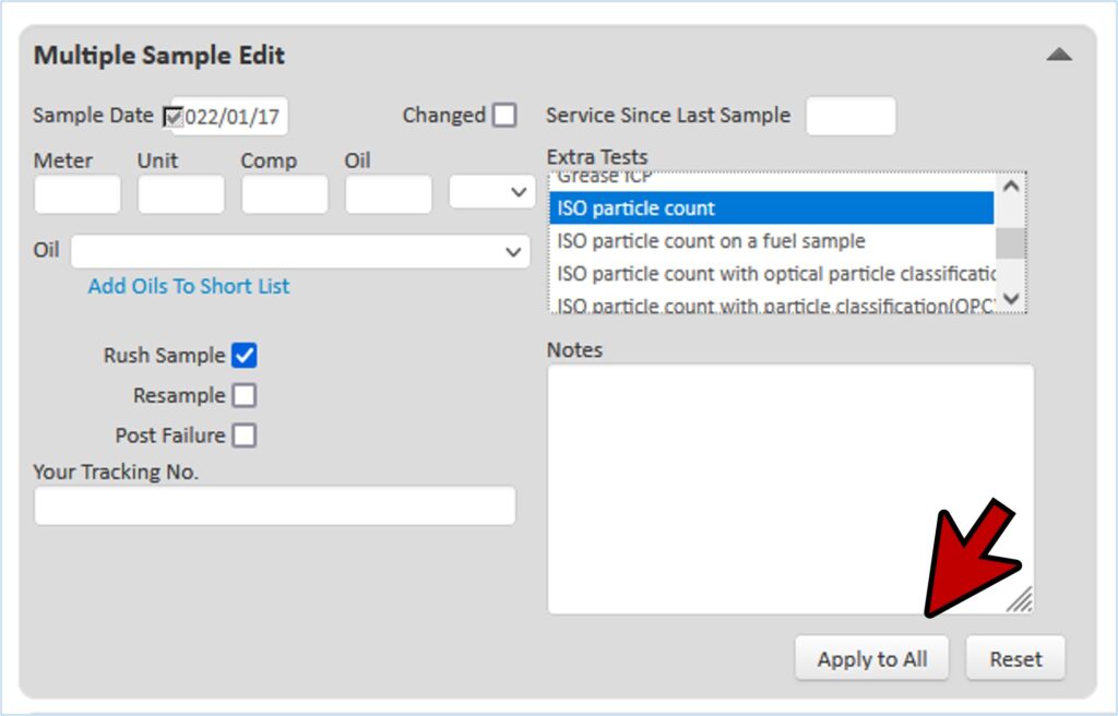 Advanced Sample Setup - Fluid Life