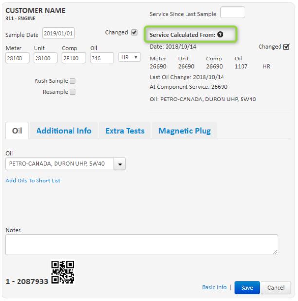 Service Calculation interpretation