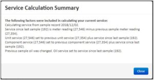 Service Calculation summary